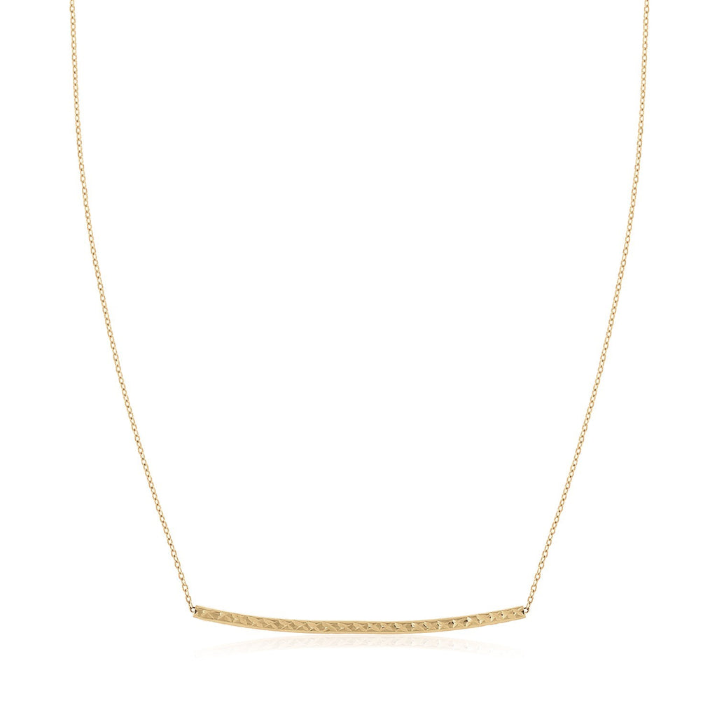 14k Yellow Gold Thin Textured Bar Necklace