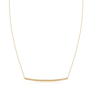 14k Yellow Gold Thin Textured Bar Necklace