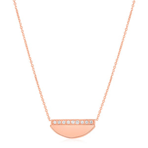 14K Rose Gold Half Moon Necklace with Diamonds