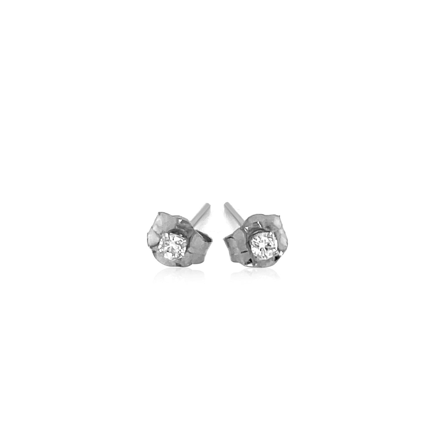 14k White Gold White Cubic Zirconia 2mm Stud Earrings