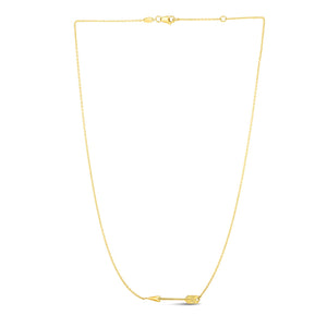 14k Yellow Gold Chain Necklace with Horizontal Arrow Pendant