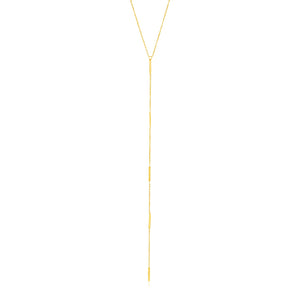 14k Yellow Gold Lariat Necklace with Small Polished Bars