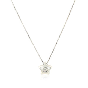 14k White Gold Necklace with Gold and Diamond Star Pendant