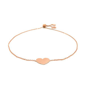 14k Rose Gold Adjustable Heart Bracelet