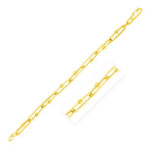 14k Yellow Gold 7 3/4 inch Beaded Oval Chain Bracelet