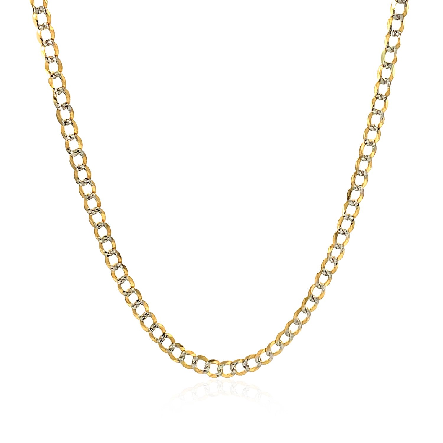 2.6 mm 14k Two Tone Gold Pave Curb Chain