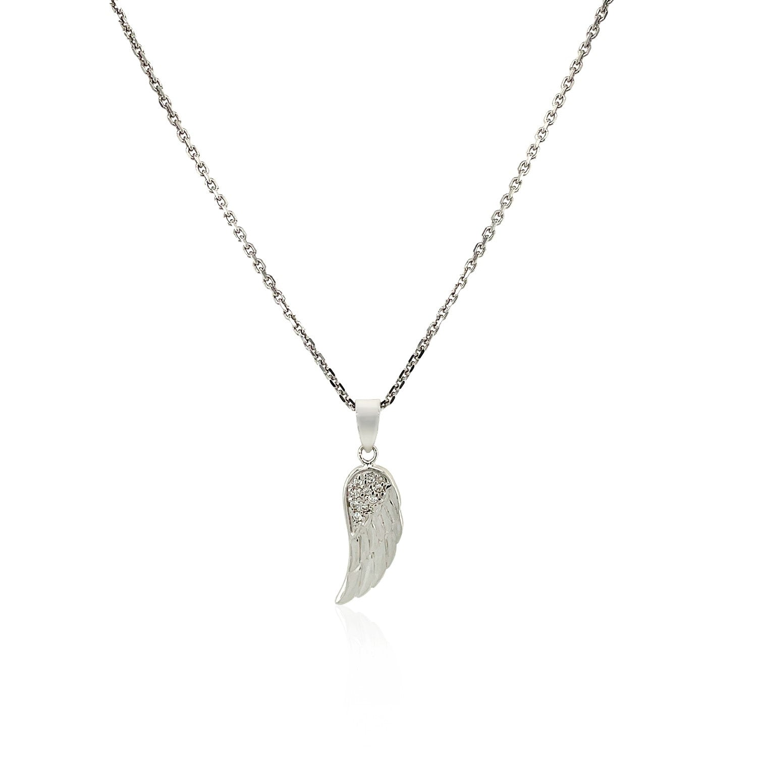 Sterling Silver with Textured Angel Wing Pendant