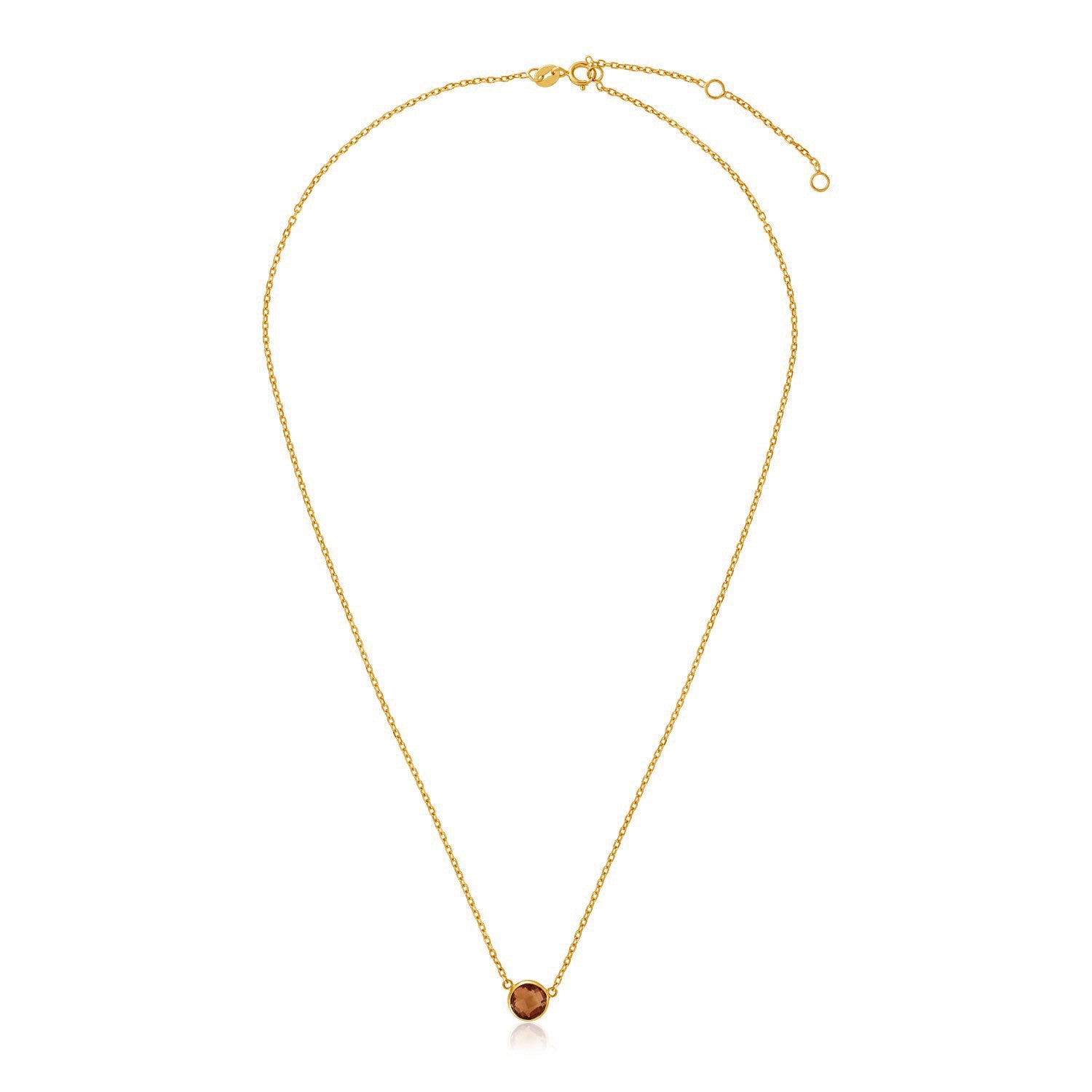 14k Yellow Gold 17 inch Necklace with Round Citrine