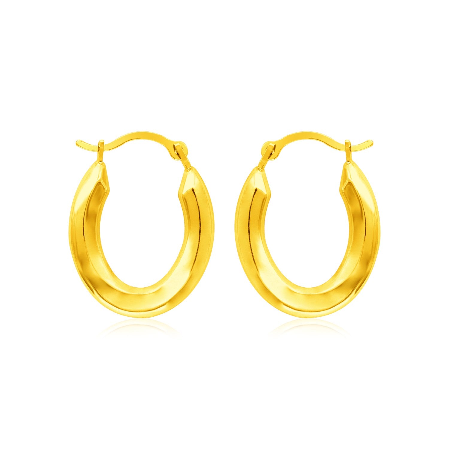 14k Yellow Gold Polished Oval Hoop Earrings