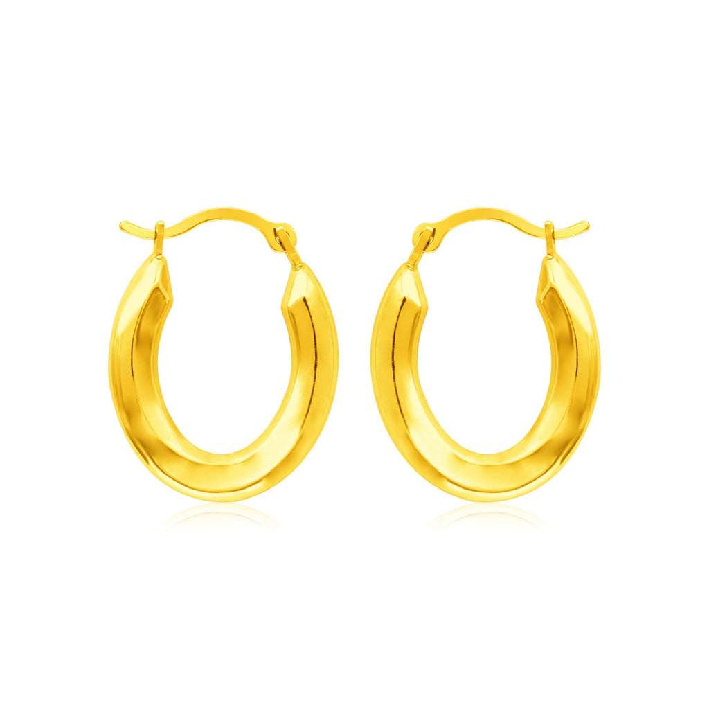 14k Yellow Gold Polished Oval Hoop Earrings