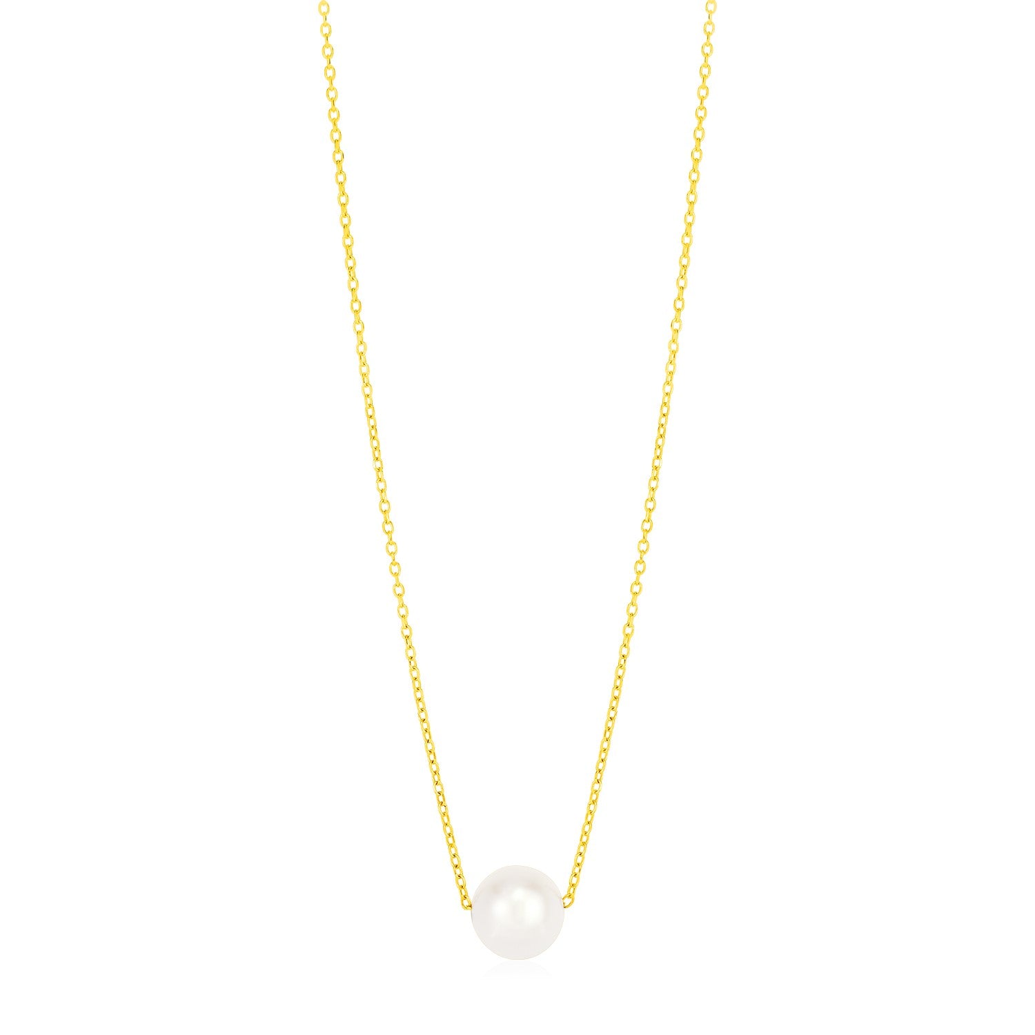 14k Yellow Gold Pearl Solitaire Necklace