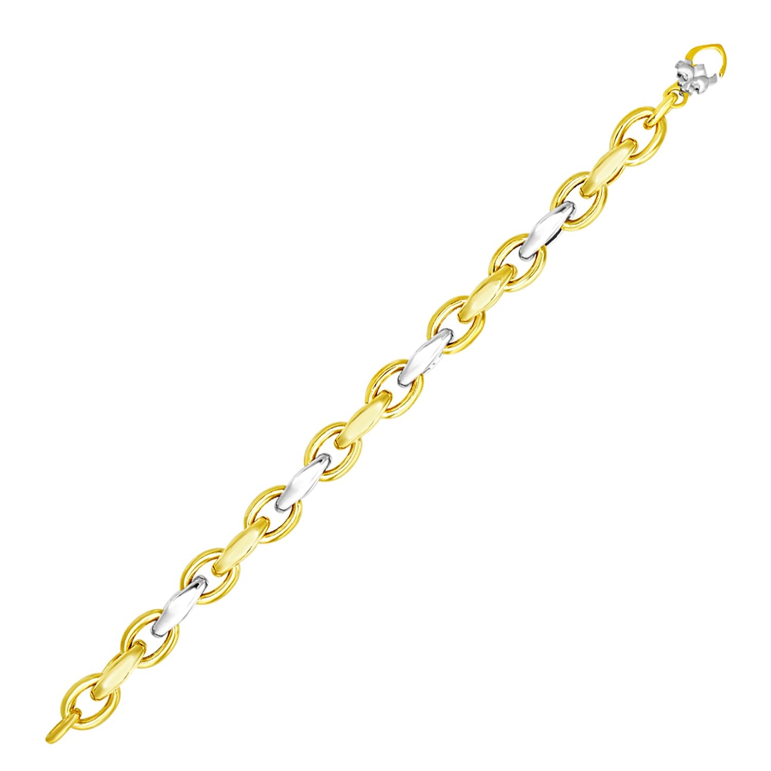 14k Two-Tone Gold Oval and Graduated Link Bracelet