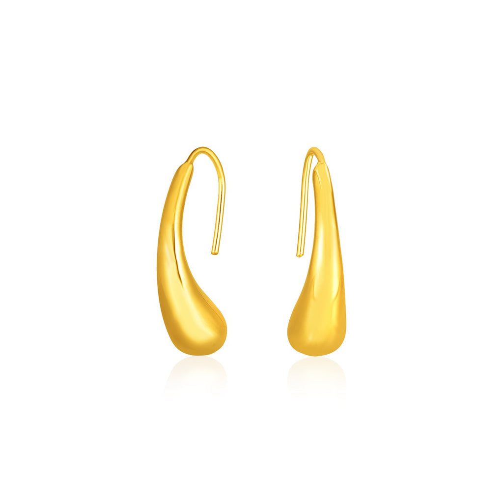 14k Yellow Gold Puffed Teardrop Earrings