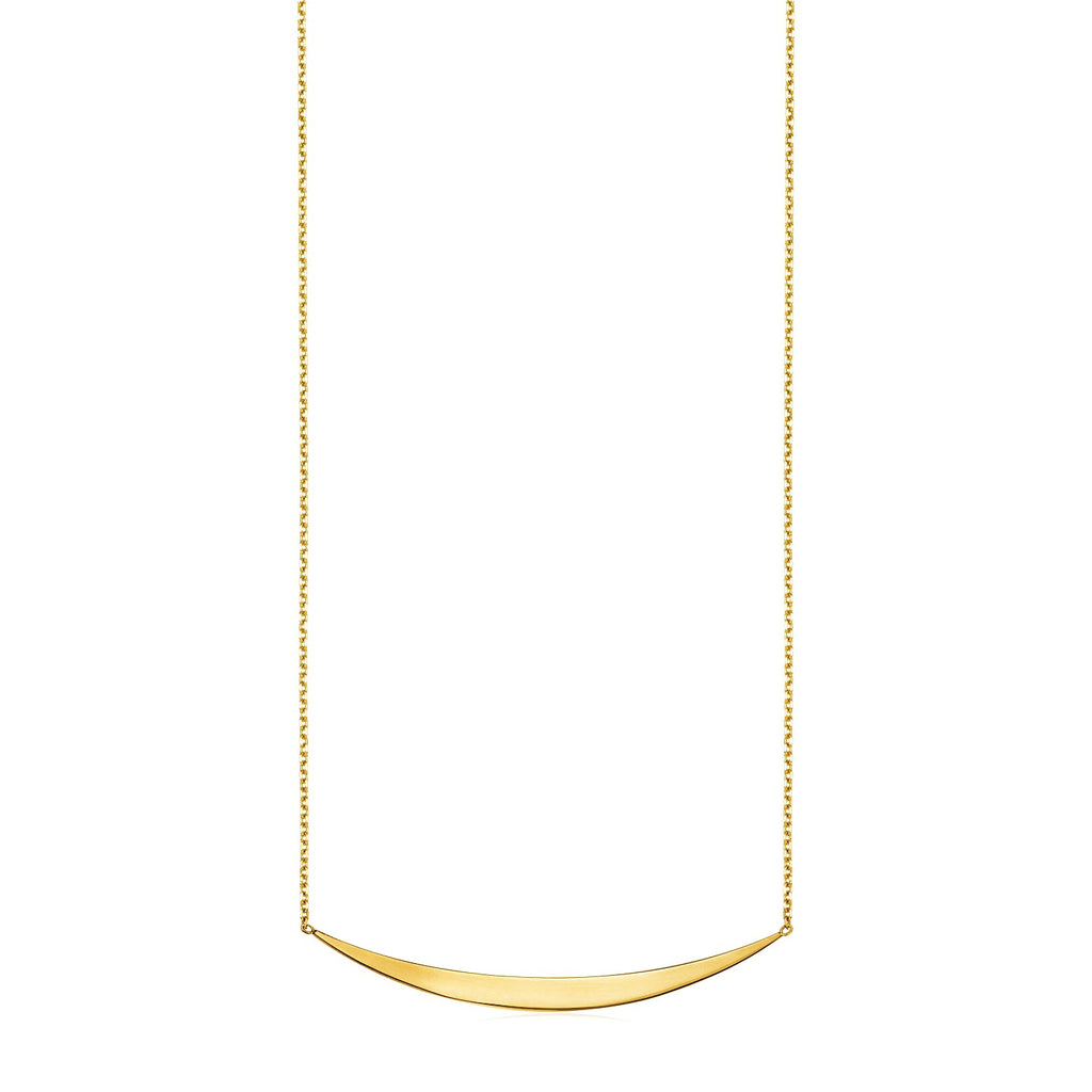 14k Yellow Gold Necklace with Polished Curved Bar Pendant