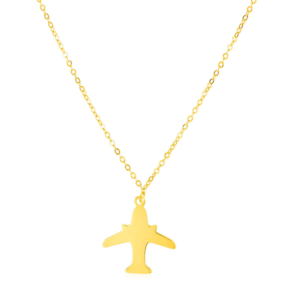 14K Yellow Gold Airplane Necklace