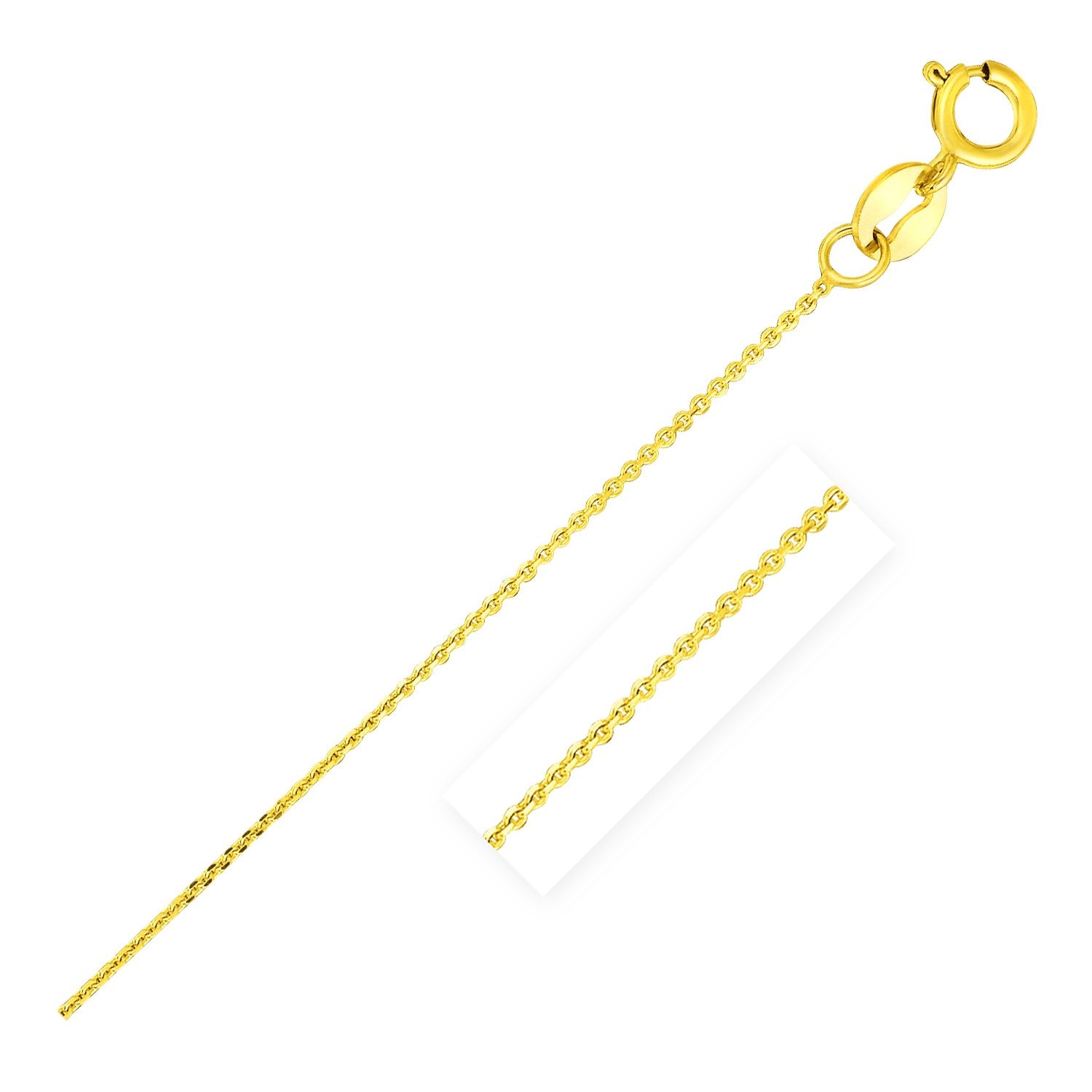 14k Yellow Gold Diamond Cut Cable Link Chain 0.7mm