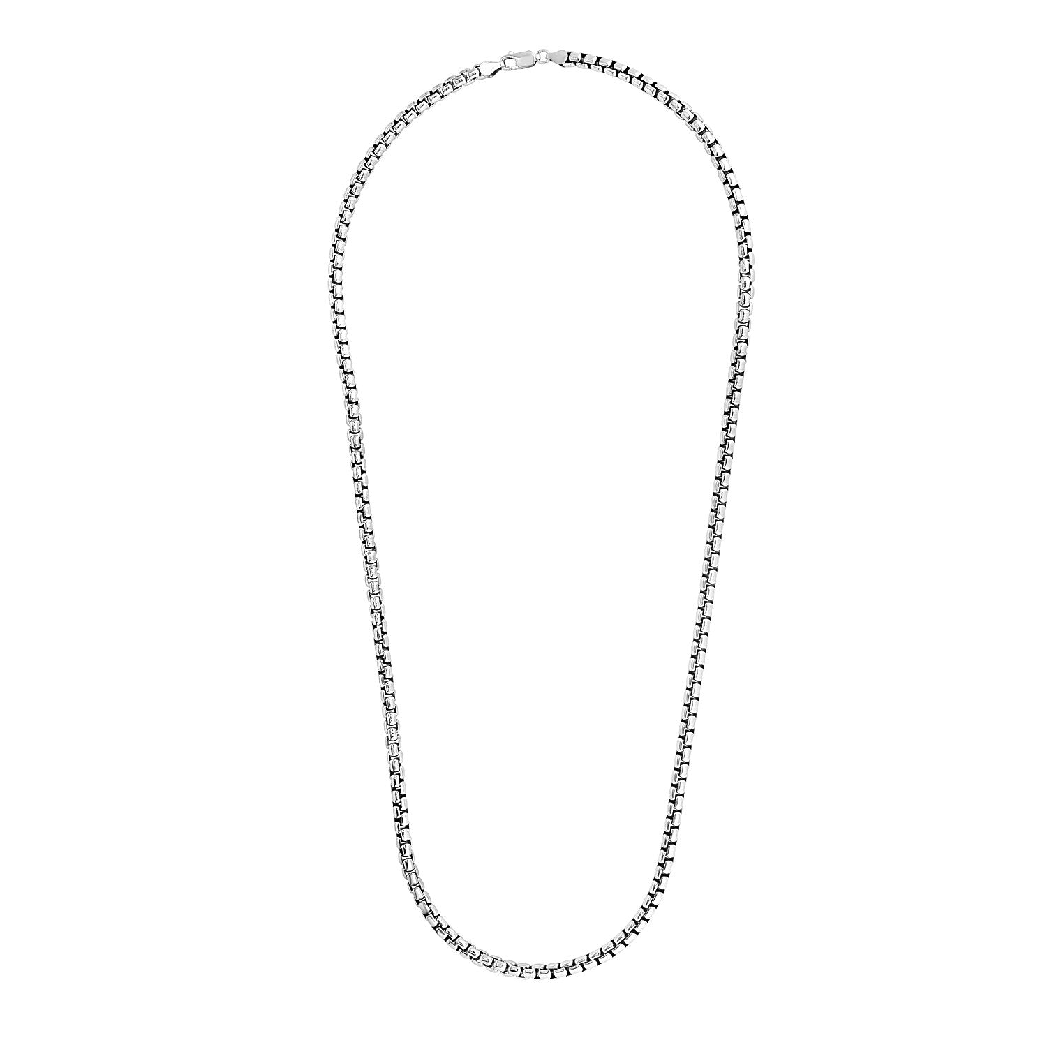 5.2mm Sterling Silver Rhodium Plated Round Box Chain