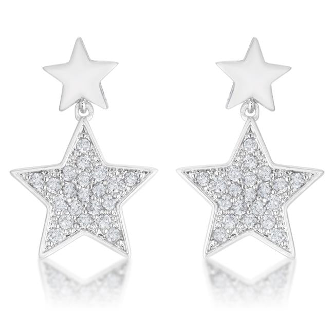 Bianca 0.5ct CZ Rhodium Star Drop Earrings