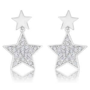 Bianca 0.5ct CZ Rhodium Star Drop Earrings