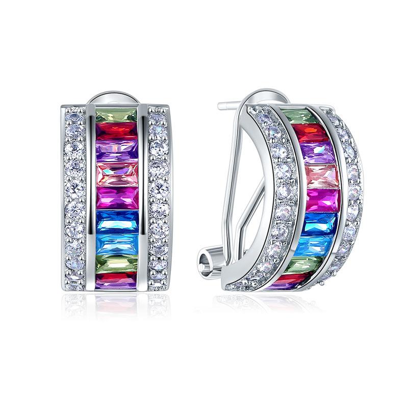 Multi-Color Stones 925 Sterling Silver Earrings Jewelry XFE8131