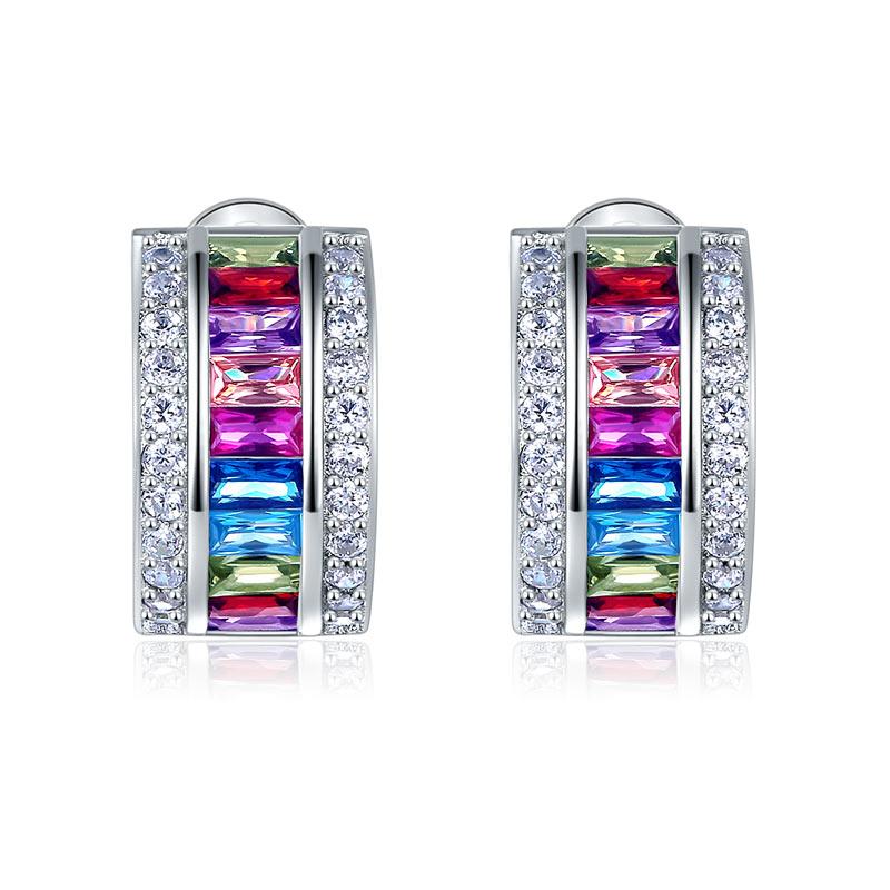 Multi-Color Stones 925 Sterling Silver Earrings Jewelry XFE8131