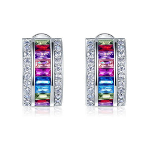 Multi-Color Stones 925 Sterling Silver Earrings Jewelry XFE8131