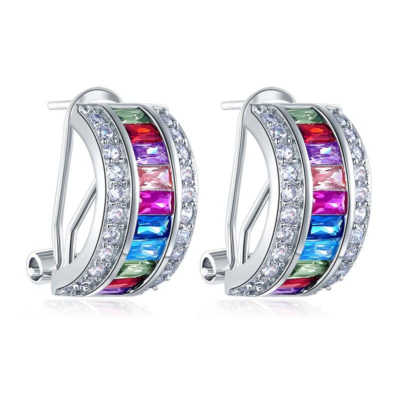 Multi-Color Stones 925 Sterling Silver Earrings Jewelry XFE8131