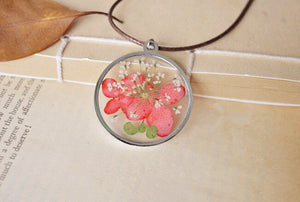 Natural dried red butterfly flower necklace