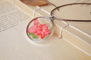 Natural dried red butterfly flower necklace