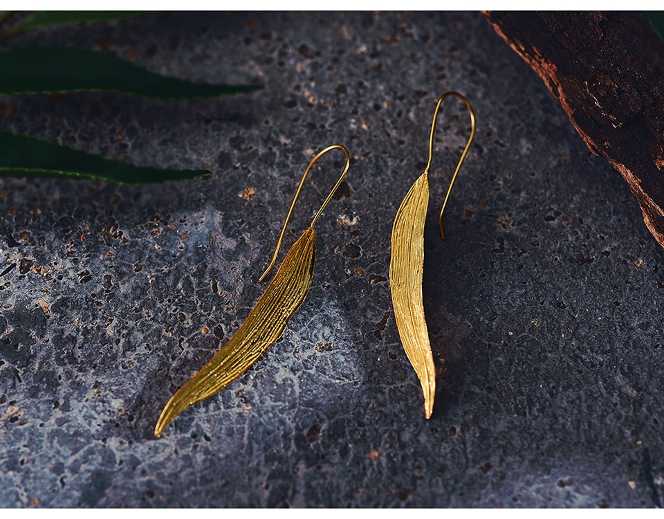 Golden Leaf Dangle Earrings