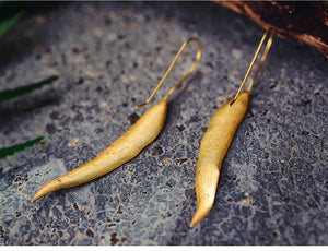 Golden Leaf Dangle Earrings