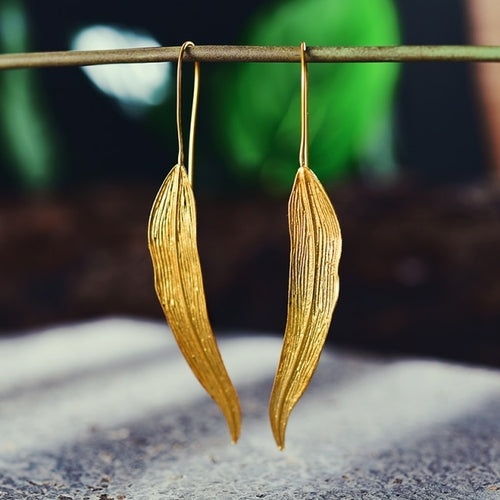 Golden Leaf Dangle Earrings