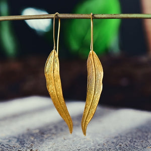 Golden Leaf Dangle Earrings