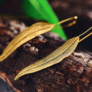 Golden Leaf Dangle Earrings