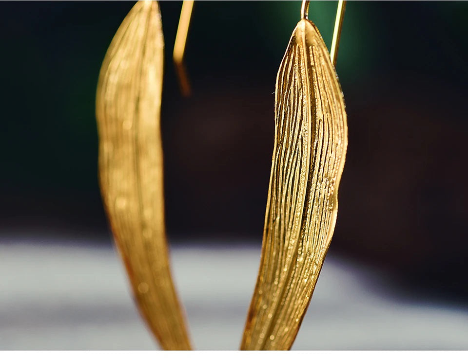 Golden Leaf Dangle Earrings