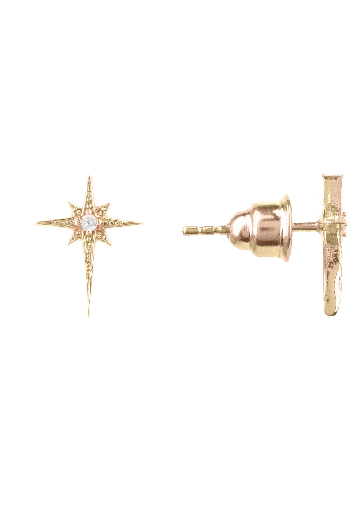 Mini Star Burst Small Stud Earrings Rosegold