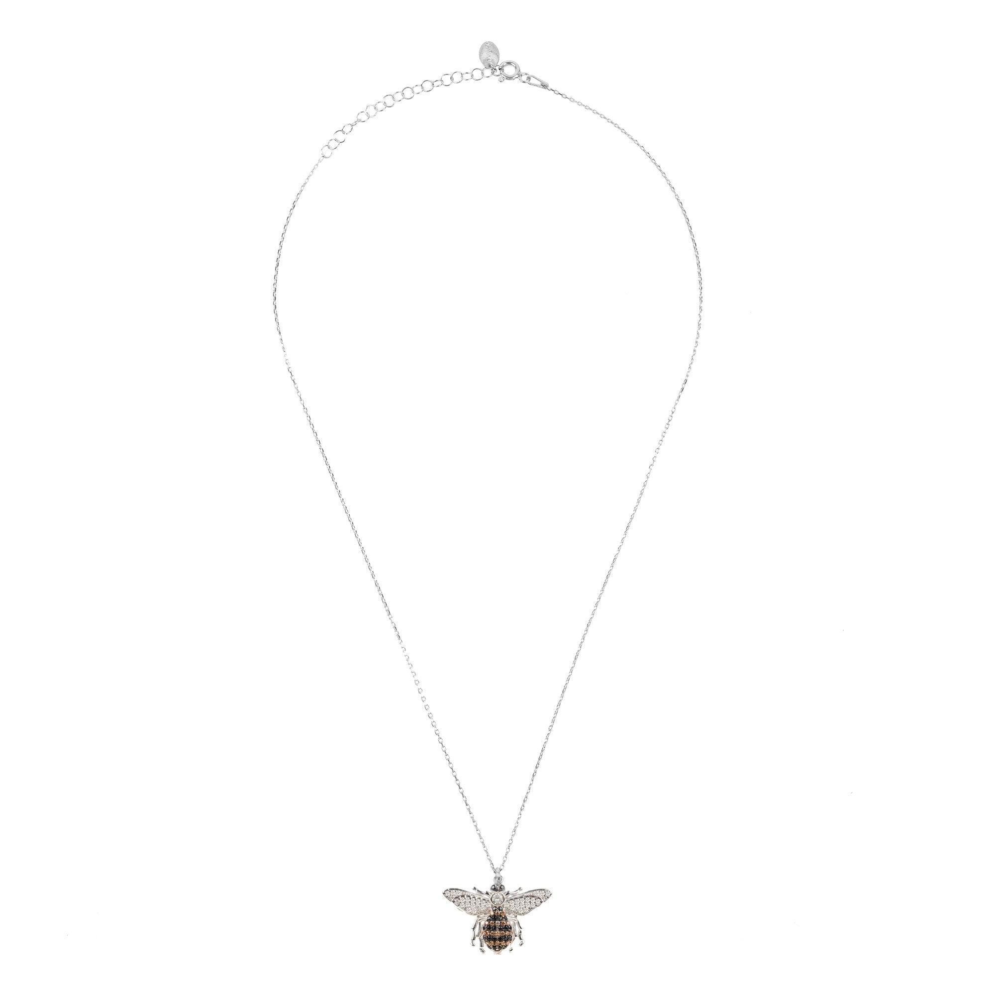 Honey Bee Pendant Necklace Silver