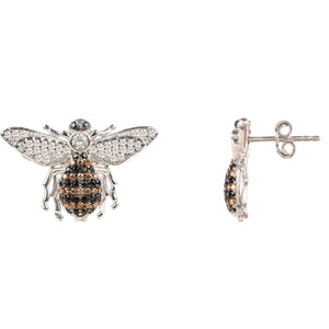 Honey Bee Stud Earrings Silver