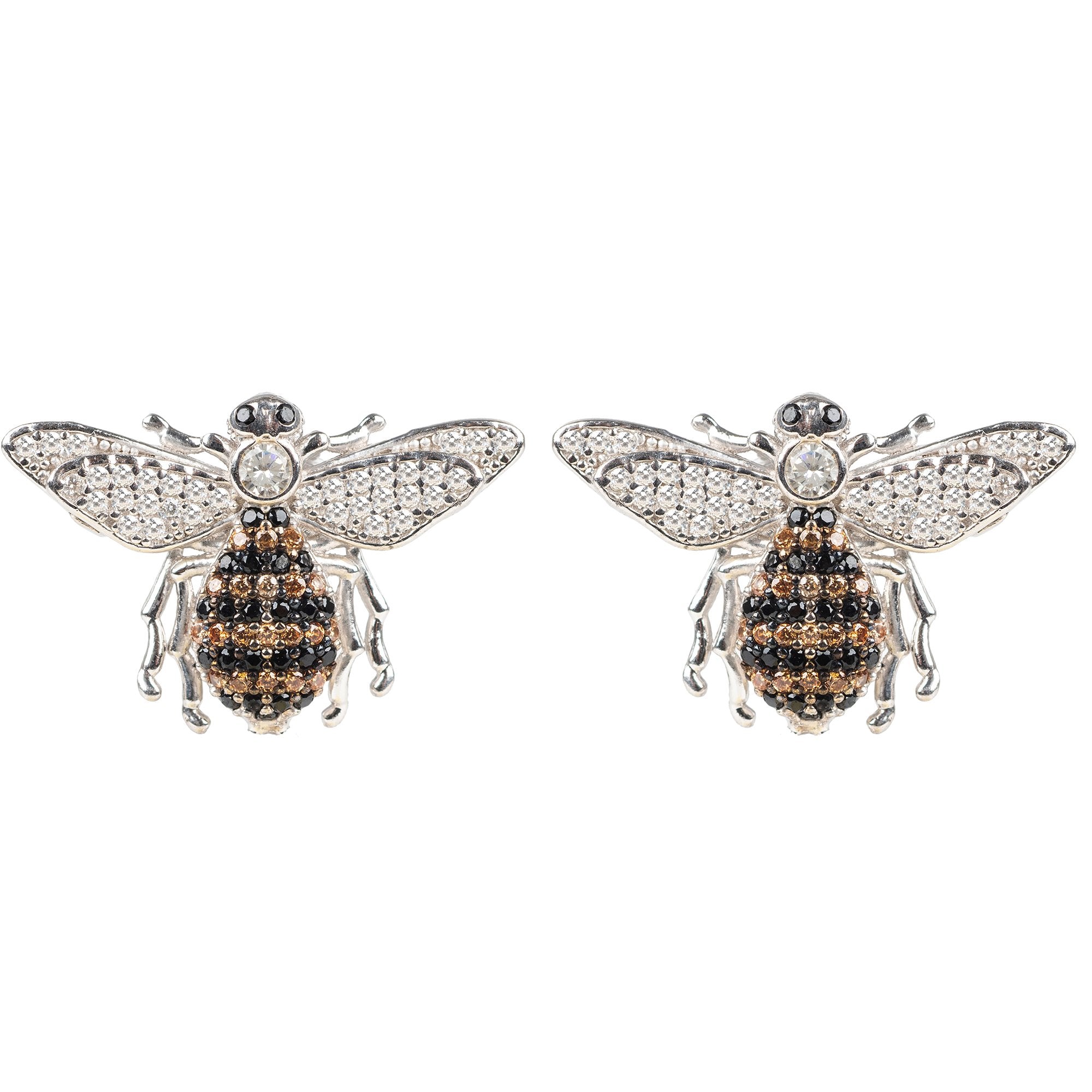 Honey Bee Stud Earrings Silver