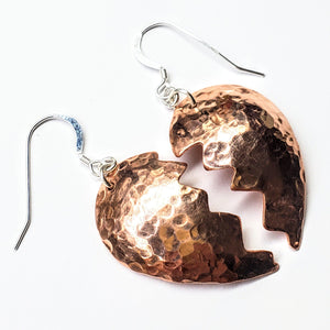 Broken Heart Earrings from Sculpted Copper