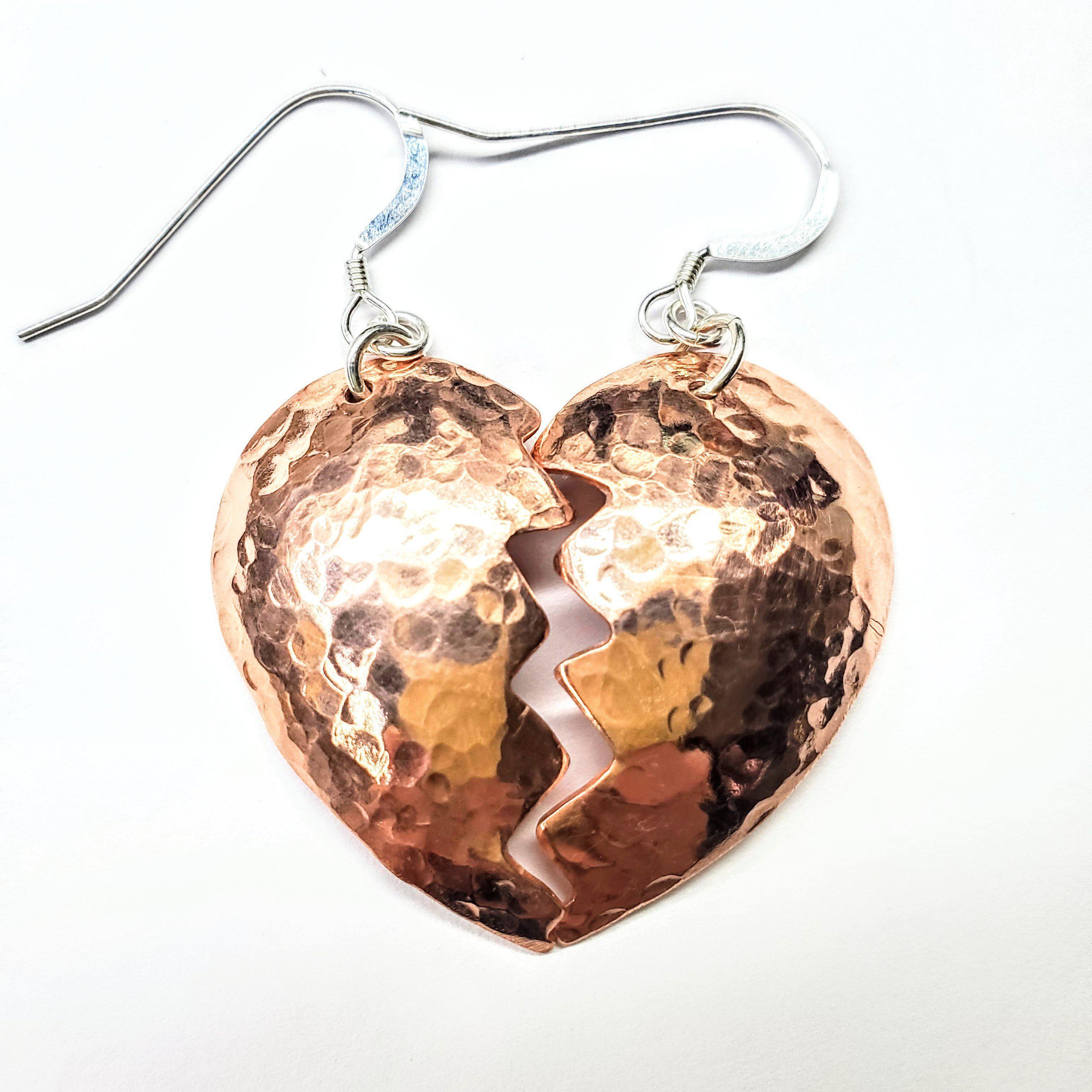 Broken Heart Earrings from Sculpted Copper