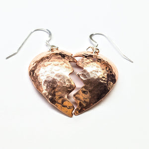 Broken Heart Earrings from Sculpted Copper