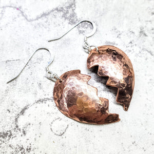 Broken Heart Earrings from Sculpted Copper