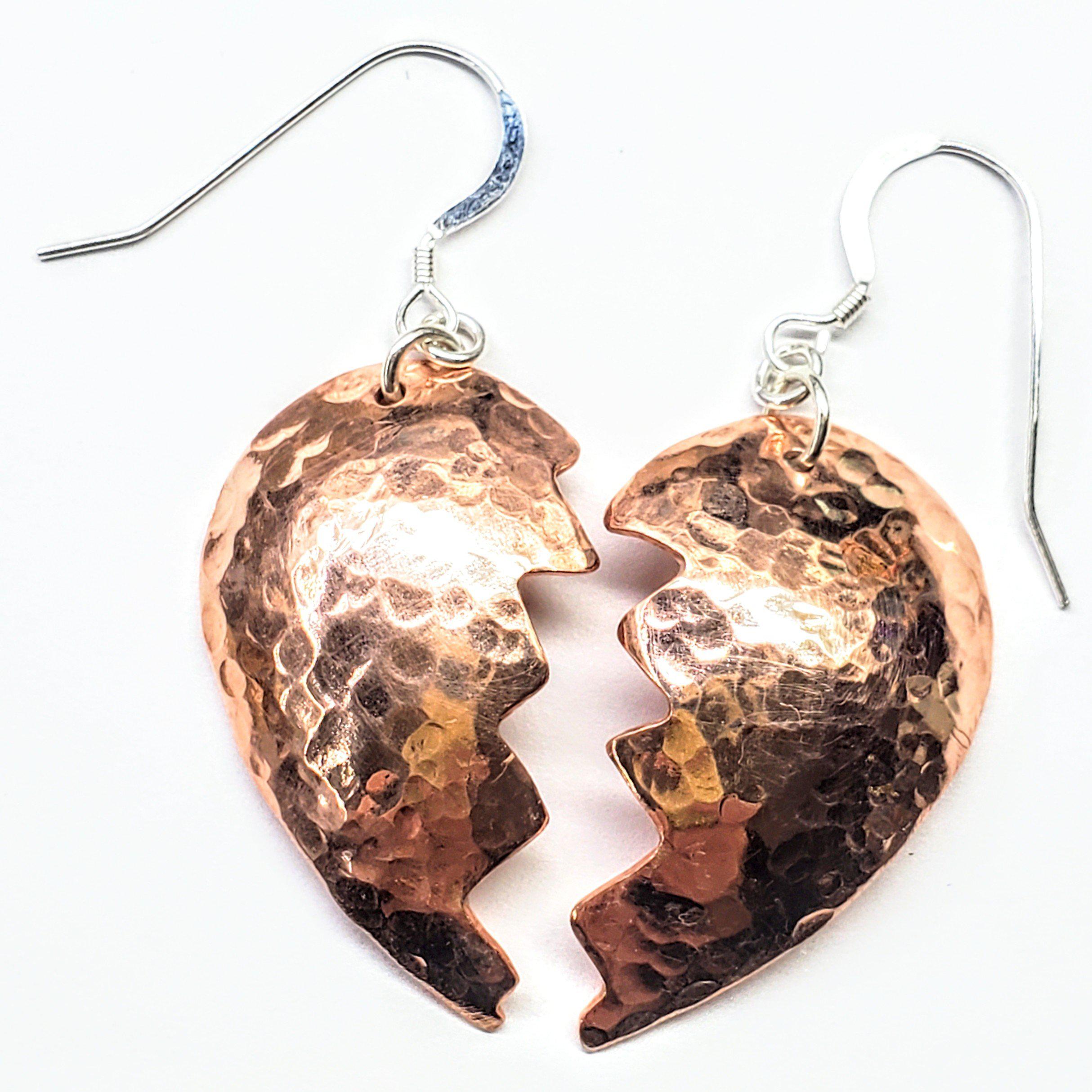 Broken Heart Earrings from Sculpted Copper