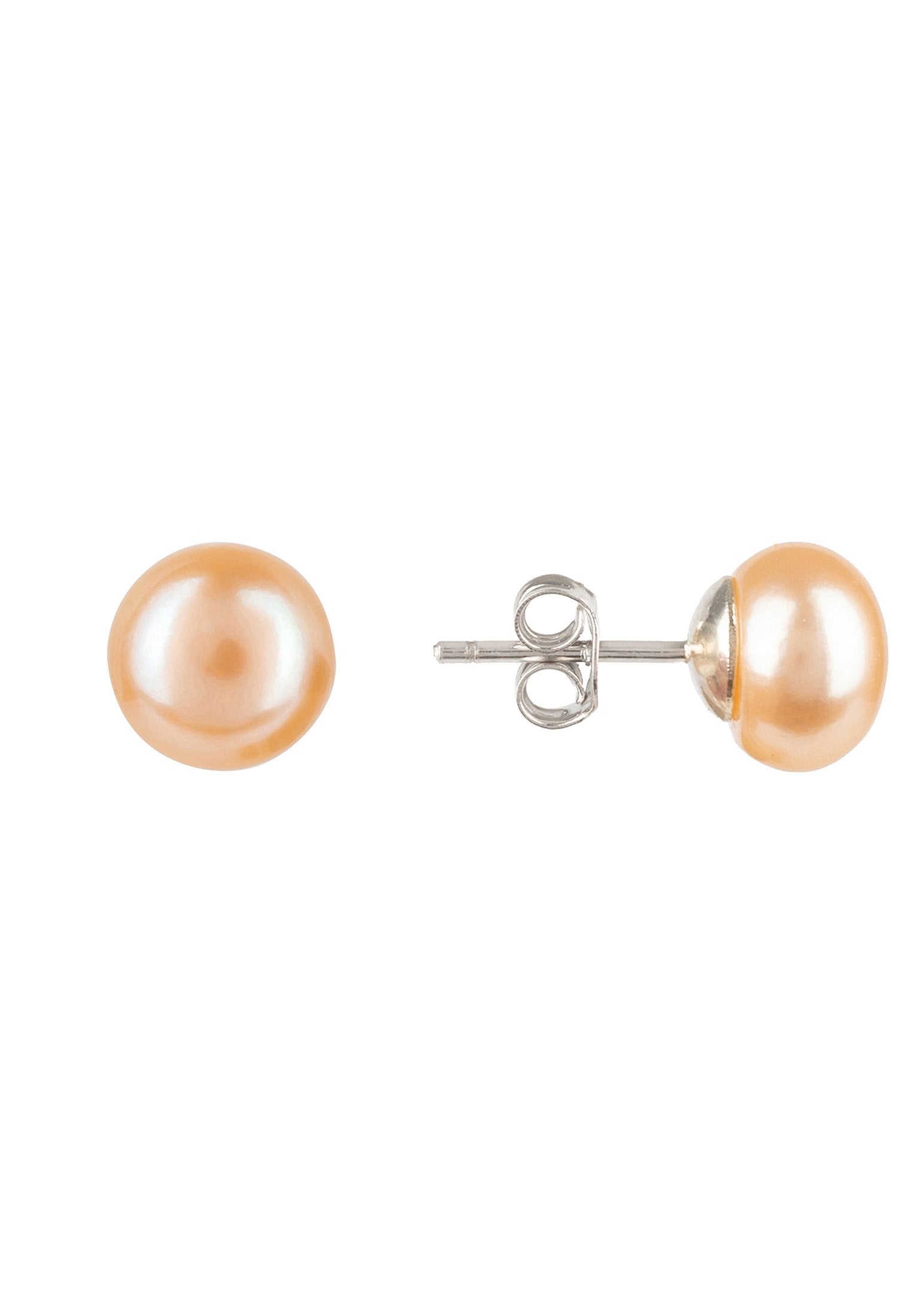 Sterling Silver 8mm Earring Natural Pink Pearl