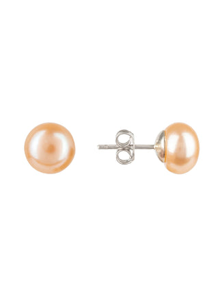 Sterling Silver 8mm Earring Natural Pink Pearl