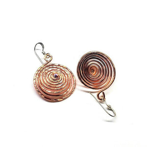 Copper Crystal Spiral Hoop Earrings