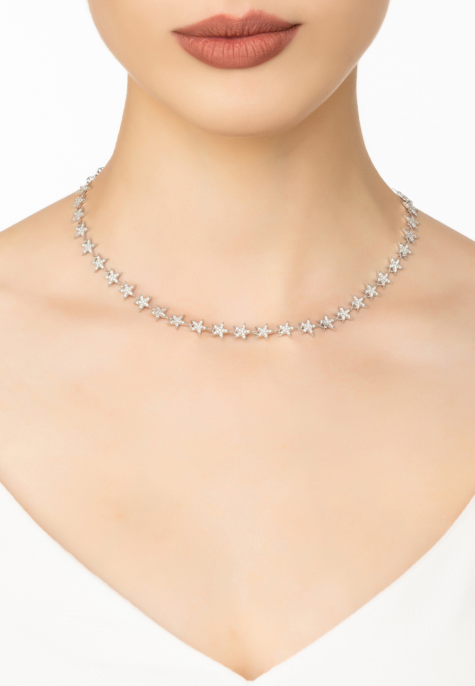 Star Strand Choker Necklace Silver