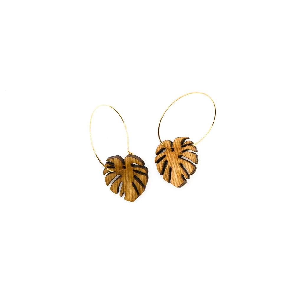 wood earrings | BABY MONSTERA