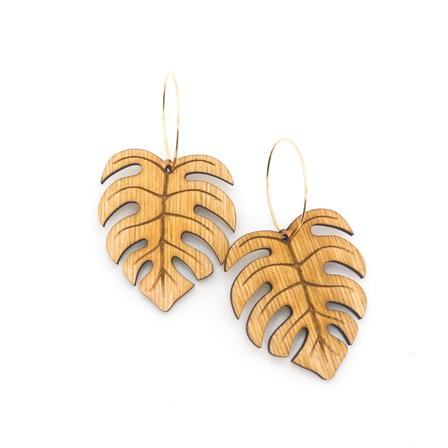 wood earrings | MONSTERA